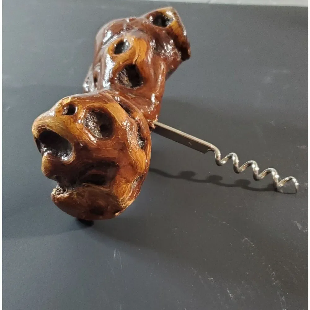 Wooden Cork Screw Wine Bottle Opener Wood knotted Vine~Vintage~